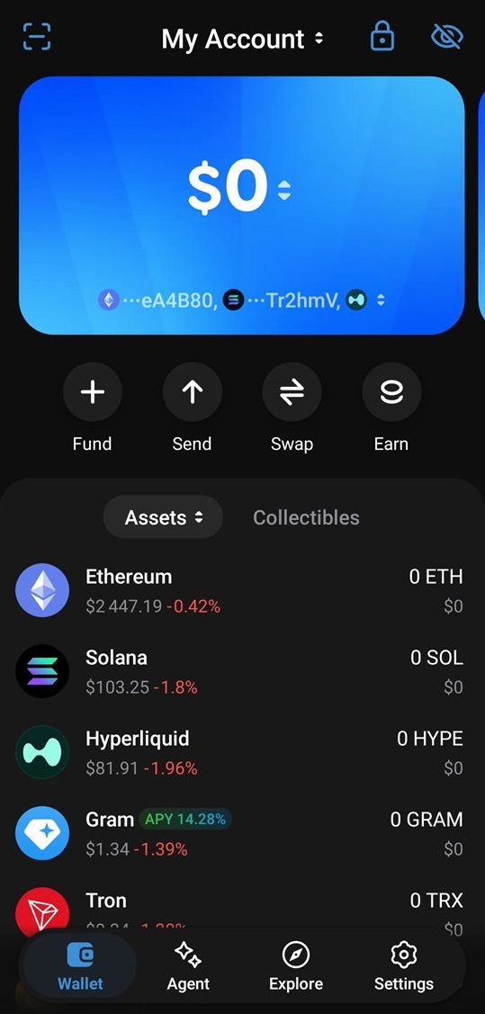 Ustarcoin Wallet Web3 screen